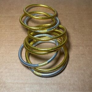 BuDhaGirl All Weather Bangles – Set of 9 – 3 Silver & 6 Gold